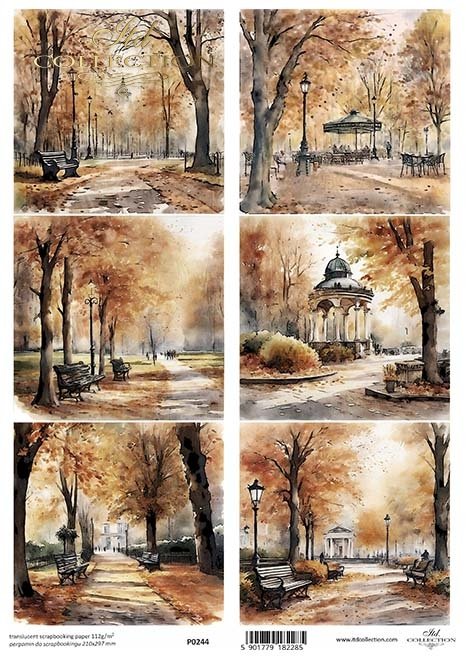 translucent scrapbooking paper P0244 * autumn views, plants, autumn