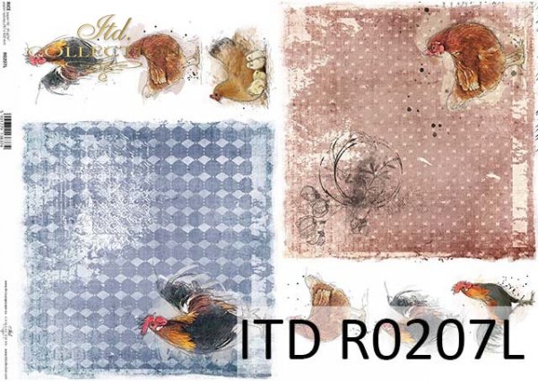 papier ryżowy decoupage kury, kurczaki, koguty*rice paper decoupage, chickens, roosters