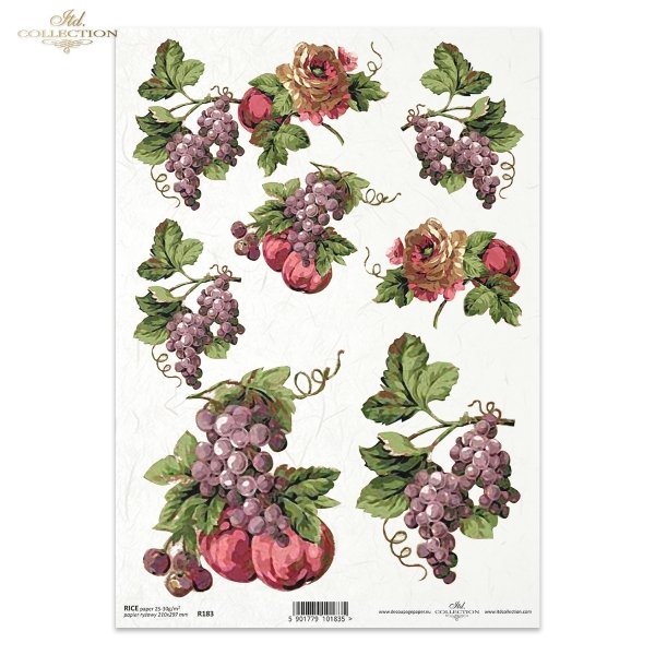 ITD Collection, decoupage, scrapbooking, mixed media, fruit, grape, apple