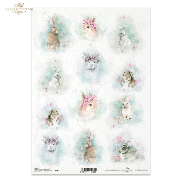Mini kolekcja Wiosenny Shabby Chic, akwarela, akwarele, pastele, pastelowe kolory, wiosna, Wielkanoc, wielkanocne zwierzęta, zając, zające, zajączki, królik, króliki, Shabby Chic for Spring, Mini collection, watercolour
