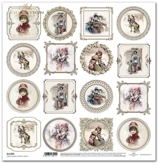 vintage ramki, mężczyźni, kobiety, dzieci, zimowa sceneria*vintage frames, men, women, children, winter scenery*Vintage-Rahmen, Männer, Frauen, Kinder, Winterlandschaften