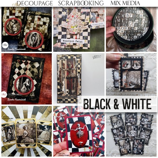 inspiracje, Black &amp; White * Czarny &amp; Biały - geometryczne czarno-białe wzory, scrapbooking paper