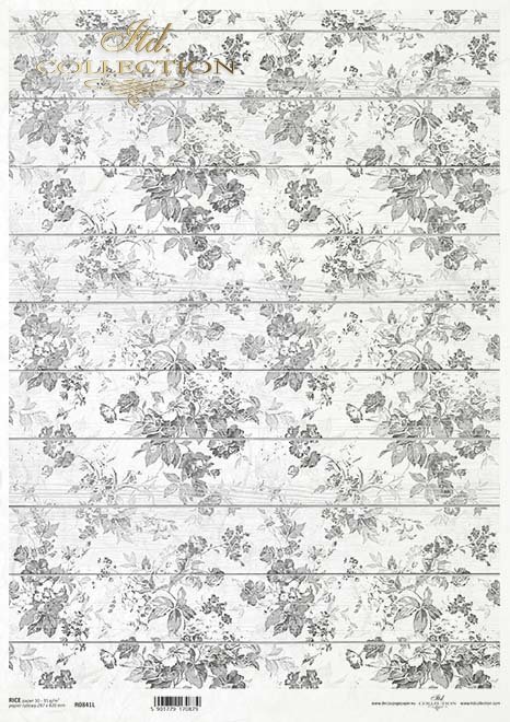 motyw tapetowy, kwiatki w odcieniach szarości na desce*wallpaper motif, flowers in shades of grey on a board*Tapetenmotiv, Blumen in Grautönen auf den Brettern*Motivo de papel pintado, flores en tonos grises en las tablas