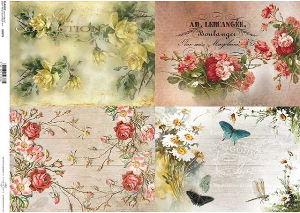papel decoupage flores, rosas, mariposas*decoupage Papierblumen , Rosen, Schmetterlinge