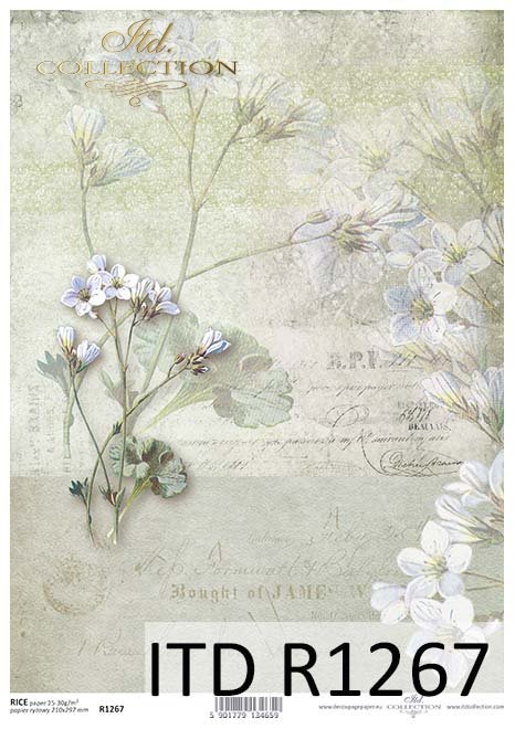 papier decoupage retro, kwiaty, napisy*Paper decoupage retro, flowers, inscriptions