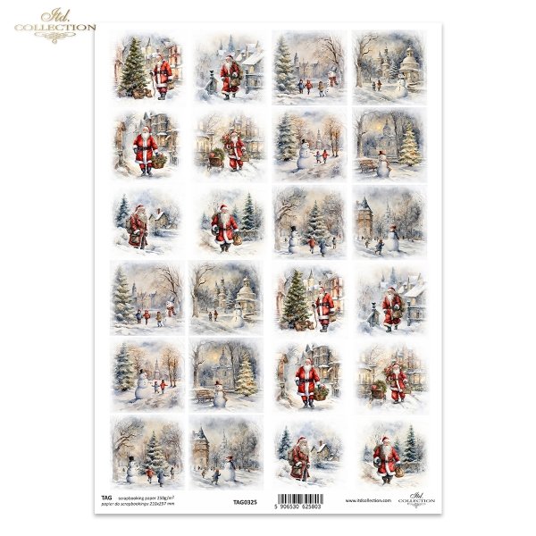 zimowe widoczki, Święty Mikołaj, dzieci, bałwany*winter views, Father Christmas, children, snowmen*vistas invernales, Papá Noel, niños, muñecos de nieve