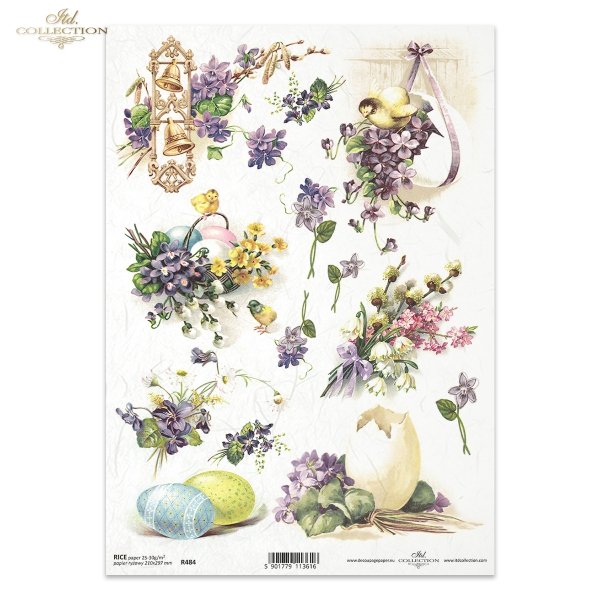 spring, easter, spring motifs, easter motifs, retro, vintage, village, chicks, rooster, chicks, eggs, Easter eggs, violets, spring bouquets, Easter decorations,