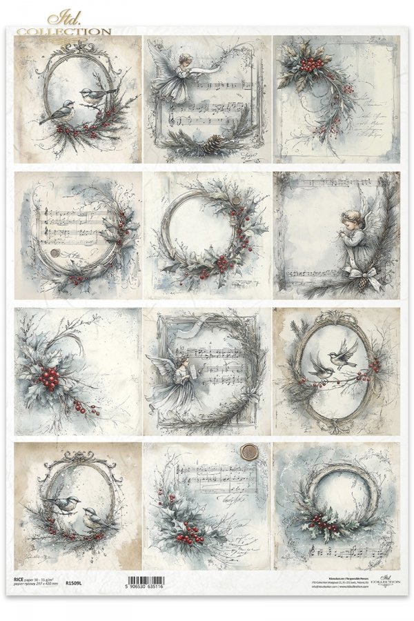 ptaszki, anioły, wianki, świąteczne dekoracje, nuty, napisy, vintage*birds, angels, garlands, Christmas decorations, notes, inscriptions, vintage*Vögel, Engel, Girlanden, Weihnachtsschmuck, Noten, Inschriften, Vintage*pájaros, ángeles, guirnaldas, adornos