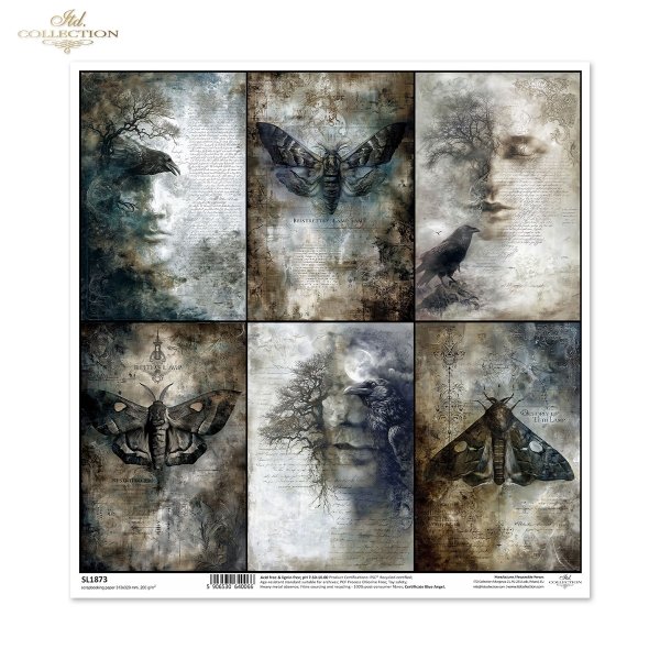 ludzkie twarze, ćmy trupie główki, kruki, nagie drzewa, gotyk, secesja, vintage, melancholia, fantasy*human faces, moths, skulls, ravens, bare trees, Gothic, Art Nouveau, vintage, melancholy, fantasy