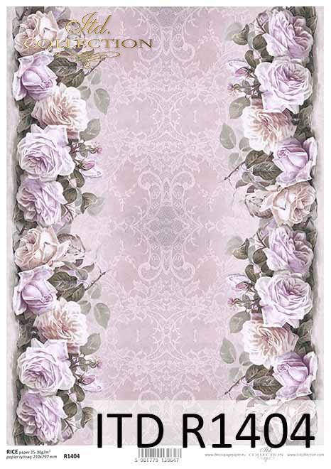 papier decoupage kompozycje kwiatowe, róże, koronka*decoupage paper flower arrangements, roses, lace