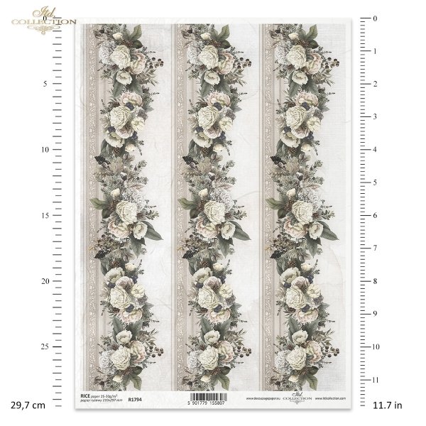 Nostalgia, dekor, ornament, szlaczek, kwiat, róża, róże, bukiet, na chustecznik, tapeta, motyw tapetowy, collection Nostalgia, decoration, ornament, flower, rose, roses, bouquet, wallpaper motif, Sammlung Nostalgie, Dekoration, Ornament