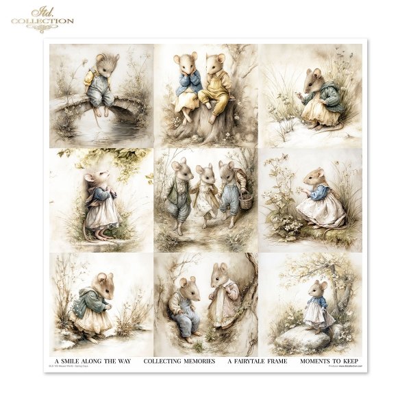 Myszki, sielanka, akwarela, retro, las, natura*Mice, idyll, watercolour, retro, forest, nature*Mäuse, Idylle, Aquarell, Retro, Wald, Natur*Ratones, idilio, acuarela, retro, bosque, naturaleza