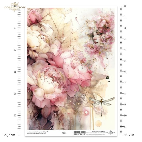 dekoracyjne wzory, motywy kwiatowe, bukiet kwiatów, Ogród Muz, Garden of Muses * Mulberry decoupage paper FPA1005, decorative patterns, floral motifs, bouquet of flowers, Garden of Muses *Seria Garden of Muses