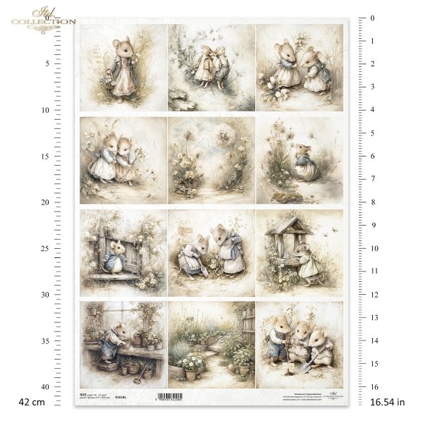 Myszki, sielanka, akwarela, retro, las, natura*Mice, idyll, watercolour, retro, forest, nature*Mäuse, Idylle, Aquarell, Retro, Wald, Natur*Ratones, idilio, acuarela, retro, bosque, naturaleza