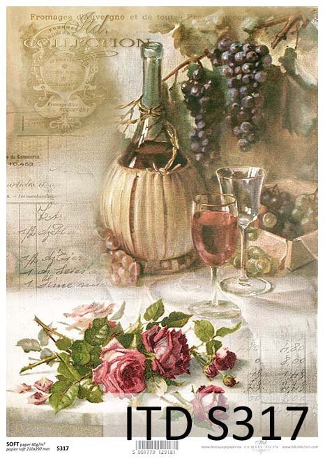 papier decoupage winogrona, róże*paper decoupage grapes, roses