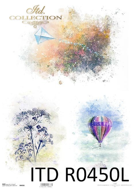 Acuarelas, cometas, globos, eneldos, colores veraniegos*Aquarelle, Drachen, Ballon, Dill, Sommerfarben*Акварели, воздушный змей, воздушный шар, укроп, летние краски