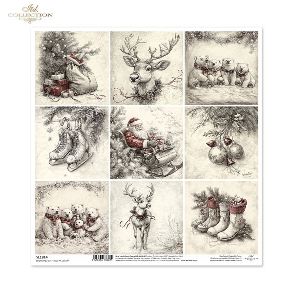 łyżwy, Święty Mikołaj, reniferek, buty, misie polarne, bombki świąteczne, vintage*ice skates, Father Christmas, reindeer, boots, polar bears, Christmas baubles, vintage*Schlittschuhe, Weihnachtsmann, Rentier, Stiefel, Eisbären, Weihnachtskugeln, Vintage*p