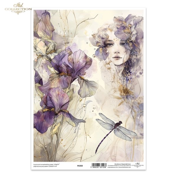 dekoracyjne wzory, motywy kwiatowe, bukiet kwiatów, Ogród Muz, Garden of Muses * Mulberry decoupage paper FPA1005, decorative patterns, floral motifs, bouquet of flowers, Garden of Muses *Seria Garden of Muses