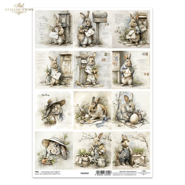 Wielkanoc, zając, królik, vintage, retro, akwarela, wiosna, sielski, wiejski, ilustracja, zwierzęta, kwiaty*Easter, hare, rabbit, vintage, retro, watercolor, spring, idyllic, rustic, illustration, animals, flowers