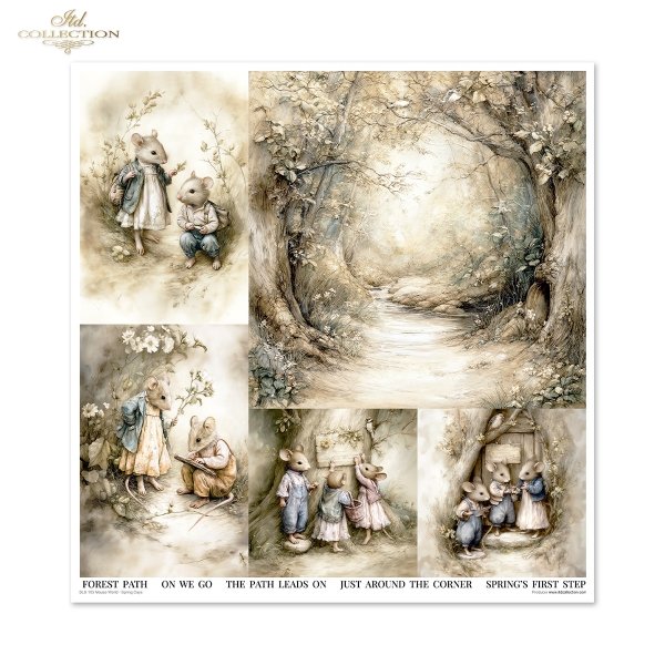 Myszki, sielanka, akwarela, retro, las, natura*Mice, idyll, watercolour, retro, forest, nature*Mäuse, Idylle, Aquarell, Retro, Wald, Natur*Ratones, idilio, acuarela, retro, bosque, naturaleza