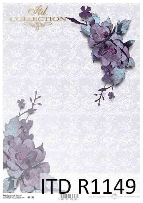 papier decoupage kwiaty, koronka*Paper decoupage flowers, lace