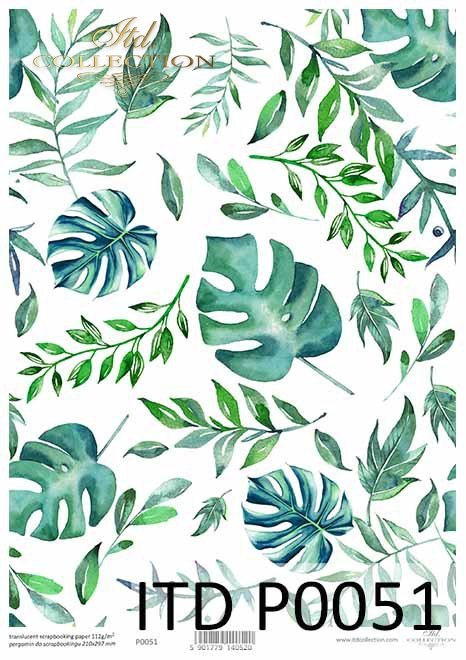 filodendron-monstera-zielono-niebieskie-liście-Pergamin-do-scrapbookingu-P0051-decoupage-paper-with-leaves