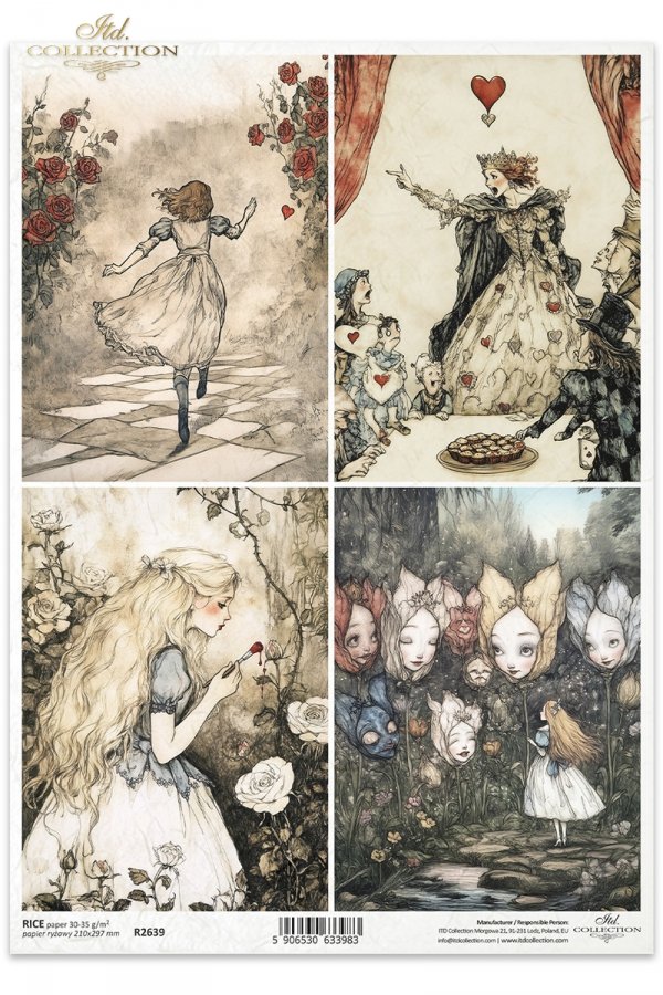 Królowa Kier, Alicja, dziewczynka, kwiaty, róże*Queen of hearts, Alice, girl, flowers, roses*Königin der Herzen, Alice, Mädchen, Blumen, Rosen*Reina de corazones, Alicia, niña, flores, rosas