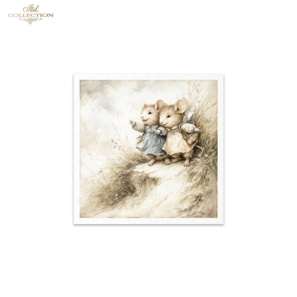 Myszki, sielanka, akwarela, retro, las, natura*Mice, idyll, watercolour, retro, forest, nature*Mäuse, Idylle, Aquarell, Retro, Wald, Natur*Ratones, idilio, acuarela, retro, bosque, naturaleza