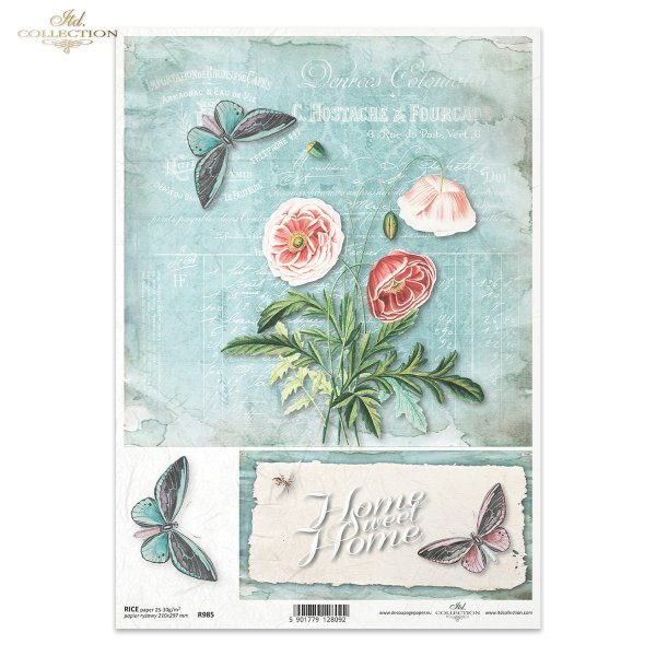 home sweet home, mak, maki, makówki, makowe kwiaty, kwiat, ogród, lato, motyl, stary dokument, R985, home sweet home, poppy, poppies, poppy flower, garden, summer, butterfly, old document, home sweet home, Mohn, Mohnblumen, Blume, Garten, Sommer, Schmette
