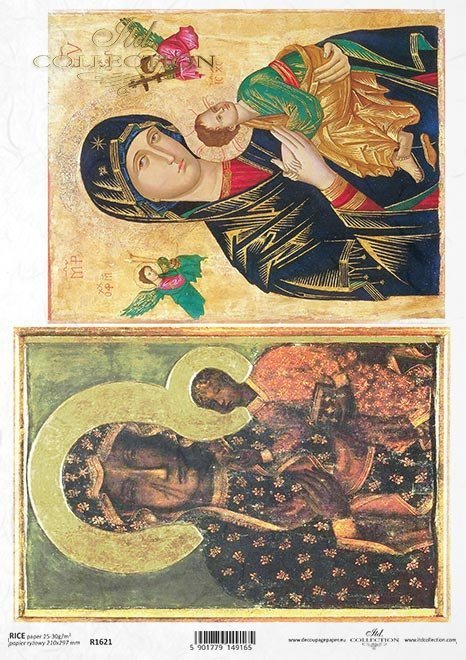 Papier ryżowy z ikonami - Madonna z dzieciątkiem * Rice paper with icons - Madonna and child