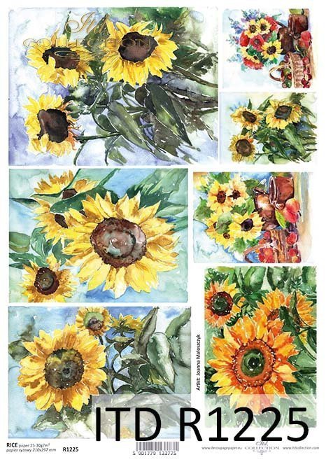 Papier decoupage malarstwo współczesne, słoneczniki*Paper decoupage contemporary painting, sunflowers