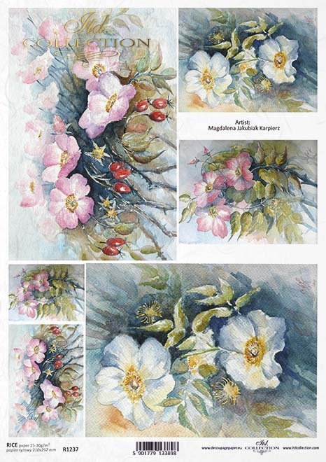 Papel Decoupage pintura contemporánea, flores*Бумага Декупаж современная живопись, цветы*Papier Decoupagepapier zeitgenössische Malerei, Blumen