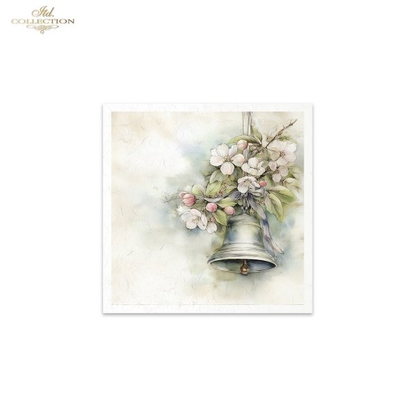 akwarela, ptaki, dzwonki, kwiaty jabłoni, wiosna, Wielkanoc, vintage*watercolor, birds, bluebells, apple blossoms, spring, Easter, vintage