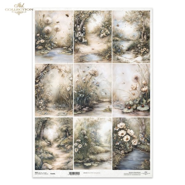 Sielanka, akwarela, natura, las, łąka, kwiaty polne*Idyllic, watercolor, nature, forest, meadow, wildflowers