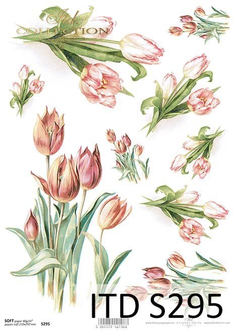 papier decoupage tulipany*decoupage paper tulips