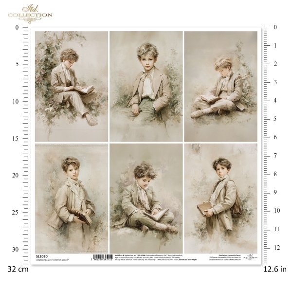 portrety, chłopcy, styl vintage, sepia, retro, akwarela