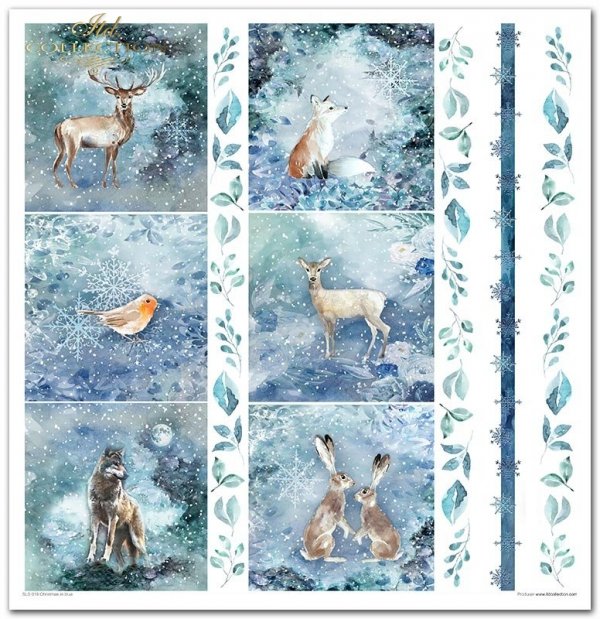 Scrapbooking papers SLS-019 ''Christmas in blue''---- DISCOUNTED PRODUCT
