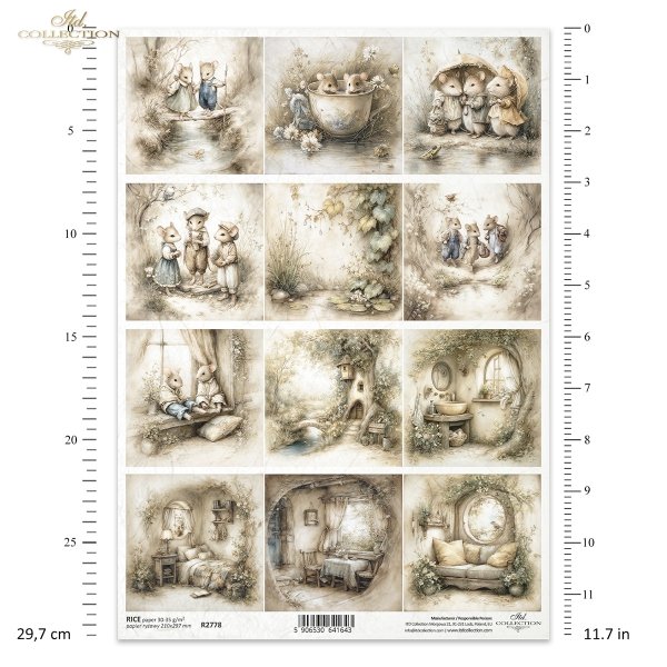 Myszki, sielanka, akwarela, retro, las, natura*Mice, idyll, watercolour, retro, forest, nature*Mäuse, Idylle, Aquarell, Retro, Wald, Natur*Ratones, idilio, acuarela, retro, bosque, naturaleza