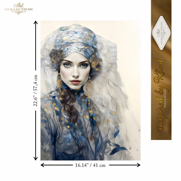 Papier decoupage morwowy FPA2014, Seria Inspired by Klimt, kobiety, zloto, dekoracyjne wzory, kamienie szlachetne, mozaiki, motywy secesyjne * Mulberry decoupage paper FPA2014, women, gold, decorative patterns, gemstones, mosaics, Art Nouveau motifs *Pape