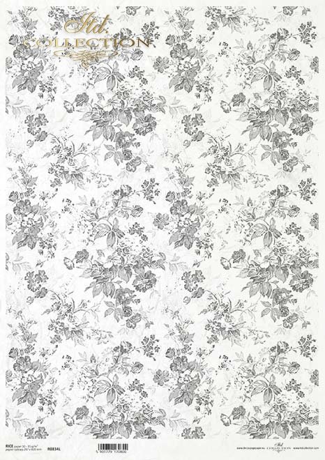 motyw tapetowy, kwiatki w odcieniach szarości*Wallpaper motif, flowers in shades of grey*Tapetenmotiv, Blumen in Grautönen*motivo de papel pintado, flores en tonos grises