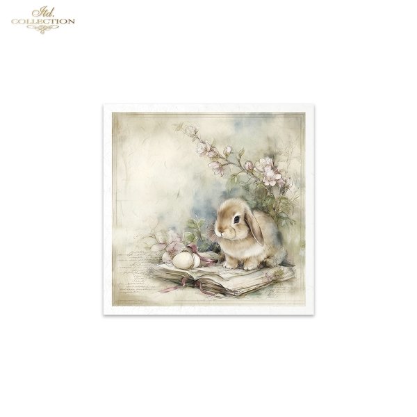 Wielkanoc, zając, styl vintage, akwarela, ilustracja, pastelowe kolory, koszyczek, pisanki, kwiaty, ogrodnictwo*Easter, bunny, vintage style, watercolor, illustration, pastel colors, basket, Easter eggs, flowers, gardening