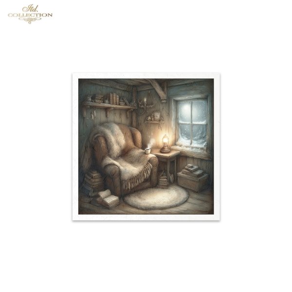 Mouse World - przytulny, rustykalny, fantastyczny, wnętrze, chatka, nora, bajkowy, leśny , świąteczny czas, Boże Narodzenie, zimowa opowieść, ilustracje bajkowe, przytulne, domowe scenki