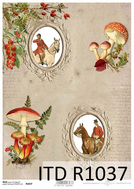 Papier decoupage ramki, polowanie, grzyby*The paper decoupage frame, hunting, mushrooms