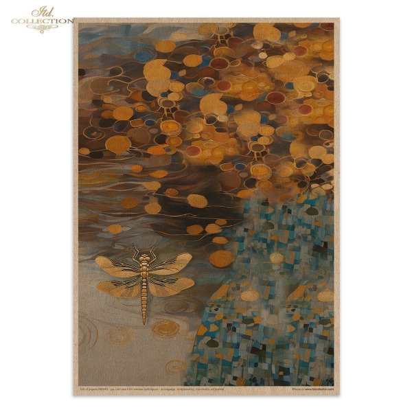 Inspired by Klimt - women, gold, decorative patterns, dragonflies, butterflies, precious stones, mosaics, Art Nouveau motifs