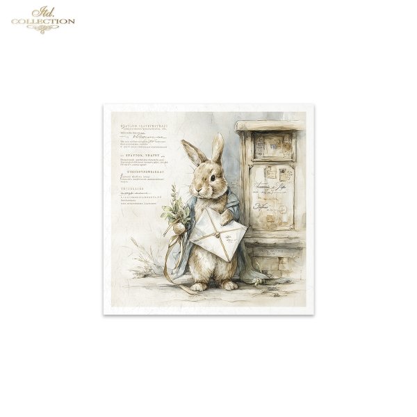 Wielkanocne zające, retro poczta, listy, akwarela, styl vintage, rustykalne ilustracje, antropomorficzne króliki, wiktoriański klimat*Easter bunnies, retro post, letters, watercolor, vintage style, rustic illustrations, anthropomorphic rabbits, Victorian 