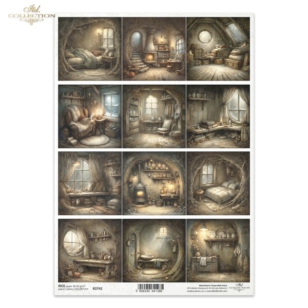 Mouse World - przytulny, rustykalny, fantastyczny, wnętrze, chatka, nora, bajkowy, leśny , świąteczny czas, Boże Narodzenie, zimowa opowieść, ilustracje bajkowe, przytulne, domowe scenki