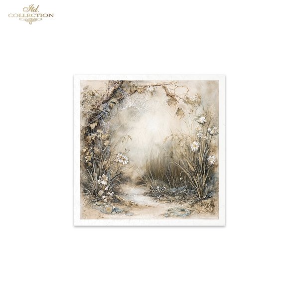 Sielanka, akwarela, natura, las, łąka, kwiaty polne*Idyllic, watercolor, nature, forest, meadow, wildflowers