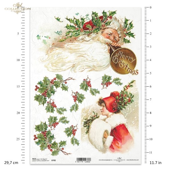 Mikołaj, Broda Mikołaja, pomocnica Mikołaja, Śnieżynka, dekoracje świąteczne, vintage, retro, kobieta, kobiety, klimat świąt Bożego Narodzenia, Boże narodzenie, wesołych świąt, ostrokrzew, R782, Santa Claus, Santa's beard, Santa's helper, Snowflake, Chr