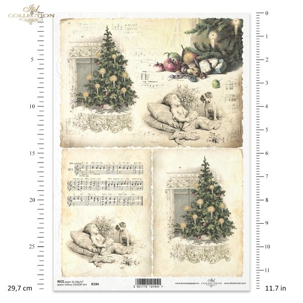 decoupage-scrapbooking-mixed-media-Christmas-tree-decorations-Christmas-retro-vintage