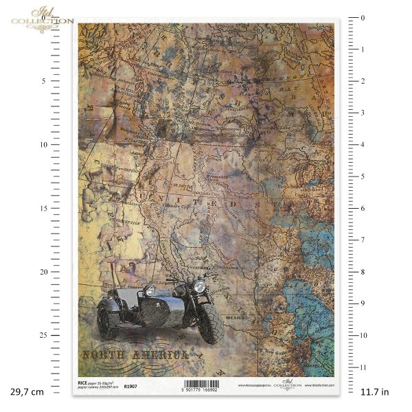 stara mapa, rdza, amerykańskie, amerykański, pojazdy, stare, motocykl z przyczepą, z koszem, motocykle, motory, motoryzacja, silnik, Legendary Route 66, old map, rust, american, vehicles, old, motorbike with trailer, with basket